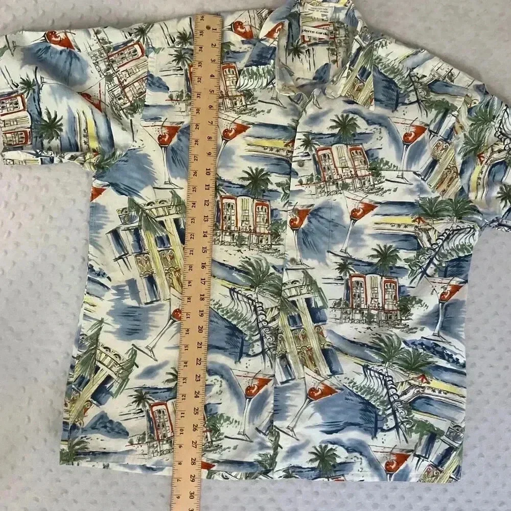 Pierre Cardin Multicolor Short Sleeve Button Up‎ Hawaiian Shirt Mens XL